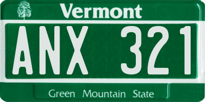 VT license plate ANX321