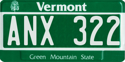 VT license plate ANX322