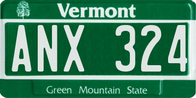 VT license plate ANX324