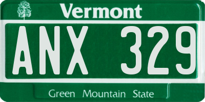 VT license plate ANX329
