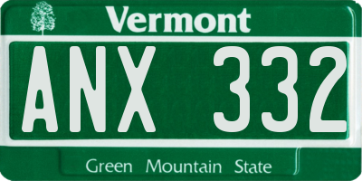 VT license plate ANX332