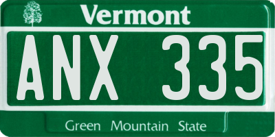 VT license plate ANX335