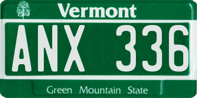 VT license plate ANX336