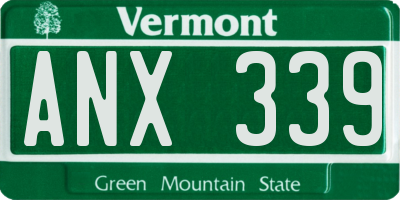 VT license plate ANX339