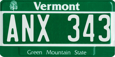 VT license plate ANX343