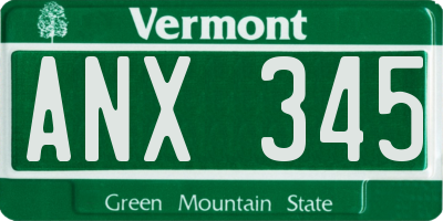 VT license plate ANX345