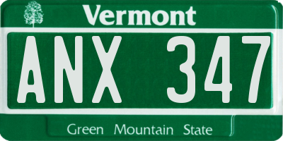 VT license plate ANX347
