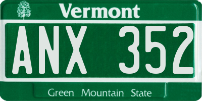 VT license plate ANX352