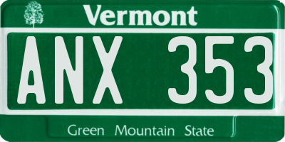 VT license plate ANX353