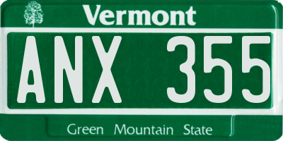VT license plate ANX355