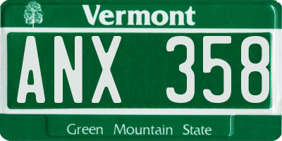 VT license plate ANX358