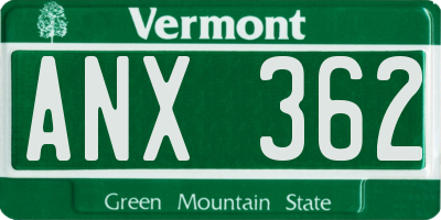 VT license plate ANX362