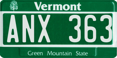 VT license plate ANX363