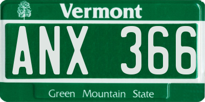 VT license plate ANX366