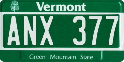 VT license plate ANX377
