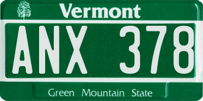 VT license plate ANX378