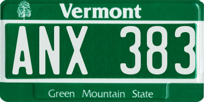 VT license plate ANX383