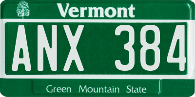 VT license plate ANX384