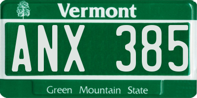 VT license plate ANX385