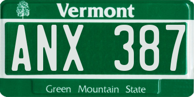VT license plate ANX387