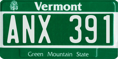 VT license plate ANX391