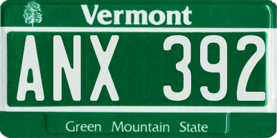 VT license plate ANX392