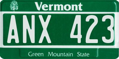 VT license plate ANX423