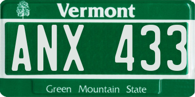 VT license plate ANX433