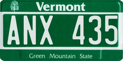 VT license plate ANX435