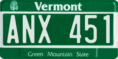 VT license plate ANX451