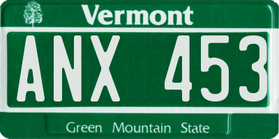 VT license plate ANX453