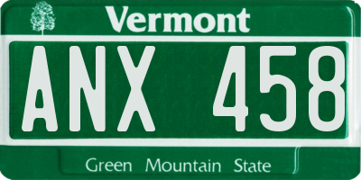 VT license plate ANX458
