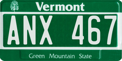 VT license plate ANX467