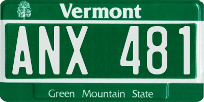 VT license plate ANX481