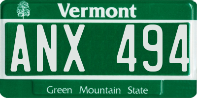 VT license plate ANX494