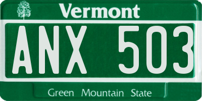 VT license plate ANX503