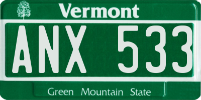 VT license plate ANX533