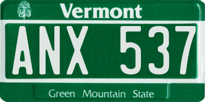 VT license plate ANX537