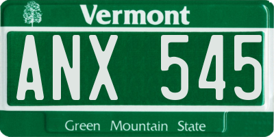 VT license plate ANX545