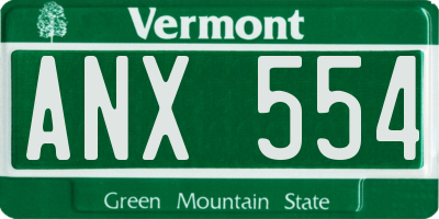 VT license plate ANX554