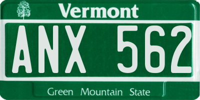 VT license plate ANX562