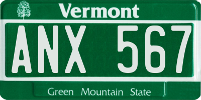 VT license plate ANX567