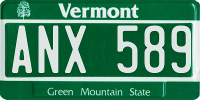VT license plate ANX589