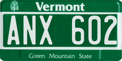 VT license plate ANX602