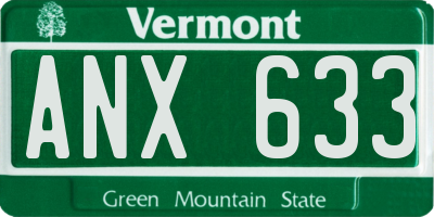 VT license plate ANX633