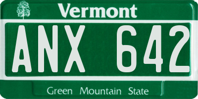 VT license plate ANX642