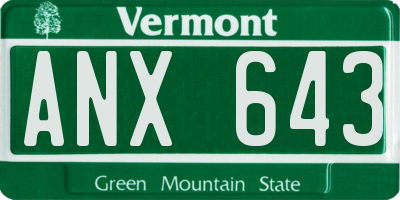 VT license plate ANX643