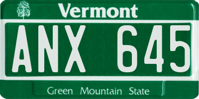 VT license plate ANX645