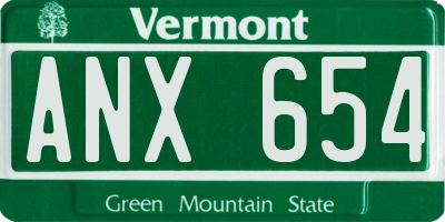 VT license plate ANX654