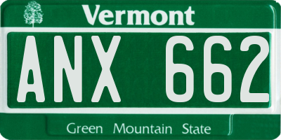VT license plate ANX662